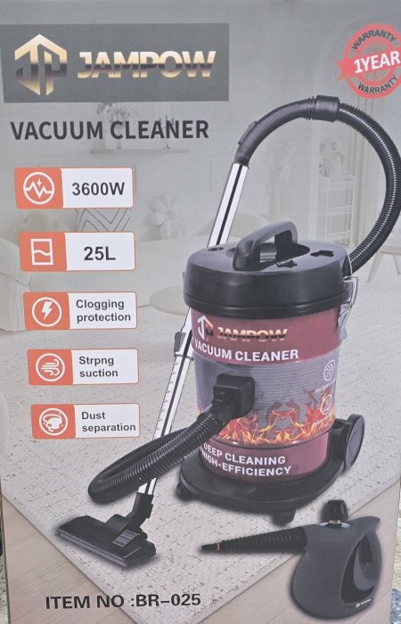 שואב אבק חבית ג'מבו 25 ליטר + מכשיר ניקוי בקיטור 9 ב-1 