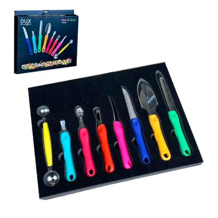 סט כלי גילוף וקישוט לפירות וירקות - 9 חלקים  צבעוניים